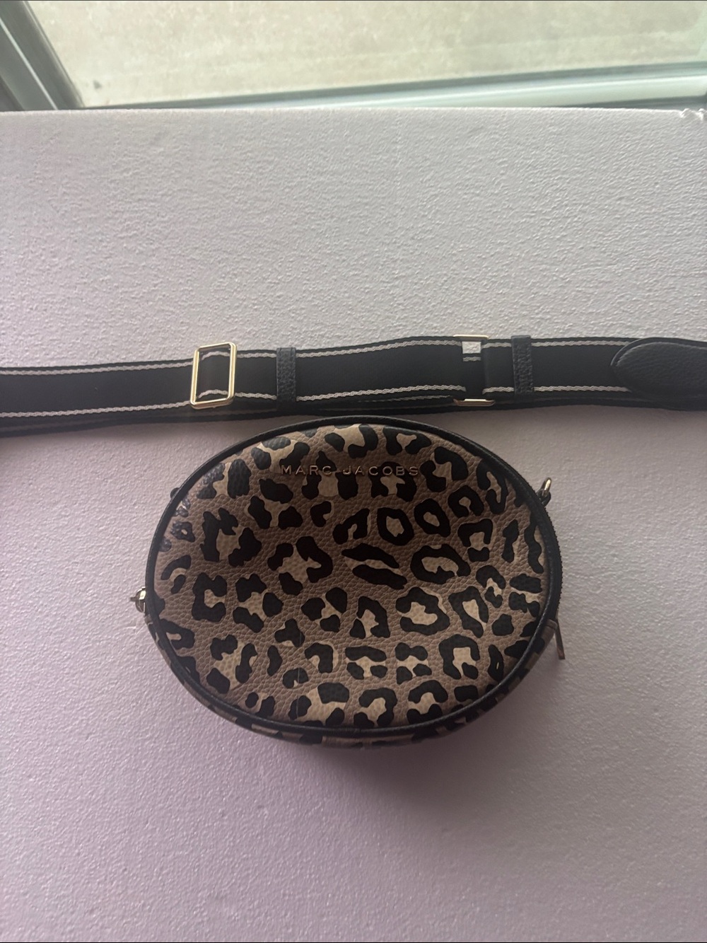 Marc Jacobs Leopard Print Round Mini Crossbody — Black/Brown